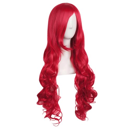 Image of MapofBeauty 32 Inch /80 cm Long Hair Spiral Side Bangs Curly Cosplay Costume Synthetic Wig (Bright Red)