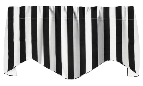 Decorative Things Window Treatments Valance Curtains Kitchen Window Valances or Living Room Curtains Short Swag Valence Striped Black and White, Rod Pocket 53' x 18'