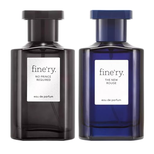 Image of Fine'ry Perfume Set - No Prince Required & The New Rouge - Amber, Marshmallow, Saffron, Jasmine - Warm, Luxurious Full Size Hair & Body Cologne Fragrance (60mL x 2)