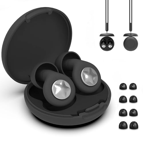 Tapones Oidos Ruido Dormir, 45dB Tapones Reutilizables Ultracómodos para Dormir con 8 Tapones de Silicona para Dormir Concentrarse Viajar y Conciertos