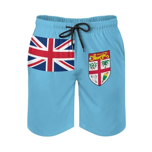 Fiji Flag Pattern Men's Swimming Shorts Quick Dry Trunks Bathing Short Casual Lounge Shorts with Mesh Lining A