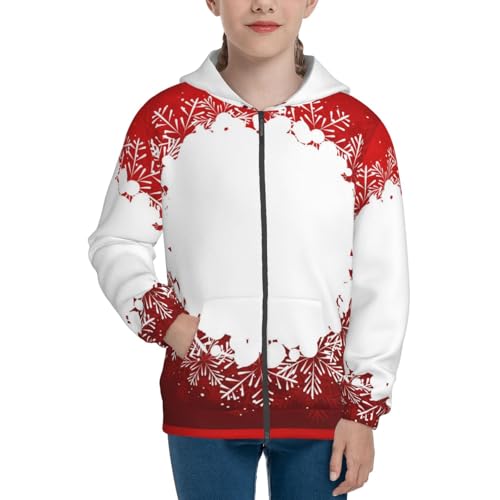 Winter Christmas Snowflake Kid Hoodies Boys Zip Up Sweatshirts Girls Pullover with Pocket3