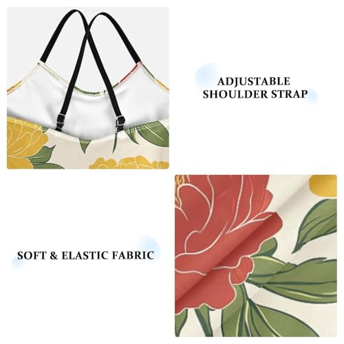 Red and Yellow Flowers Girls One Piece Swimsuits Quick Dry Beach Swimwear Bathing Suit4