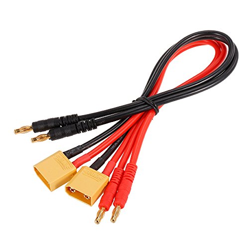 DGZZI 2pcs XT90 Male Connector to 4.0mm Banana Male Plug Lipo Battery Balance Charging Cable 14 AWG Silicone Wire Charger Cable Adapter for RC Helicopter Vehicle Toys 100mm
