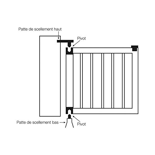 Metalideal - Pivot de Portail Métallique à Sceller – Charge 80kg pour Tube Acier Carré 30x30mm – Charnière Lourde à Maçonner, Patte Longue 198mm, Gond et Crapaudine Extérieur (Kit Complet)