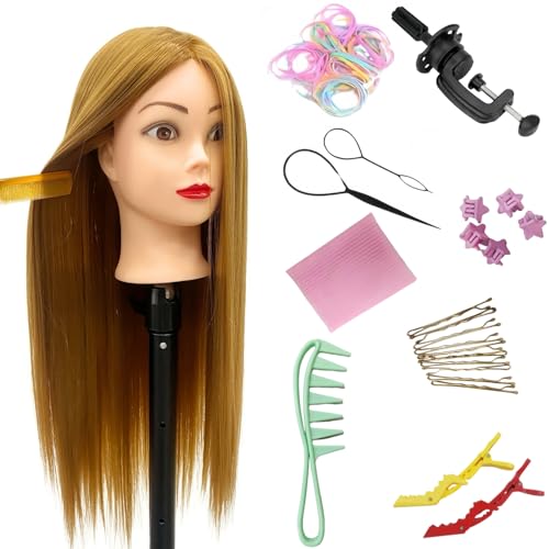 2634-2834 light auburn hair mannequin head practicing braiding cosmetology mannequin head with hair for styling training head for group practice braids skills and have fun