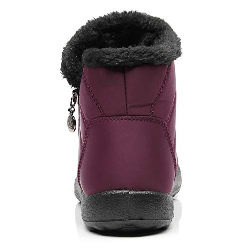 Image of Winter Snow Boots for Women Men, Lightweight Water-Resistant Boots | faux fur lining, rubber sole, warm winter wear, dog walking, errands, light snow, indoor outdoor