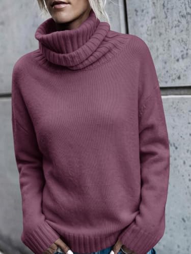 Image of FISACE Womens Oversized Turtleneck Pullover Sweater Cable Knit Sweater Tops