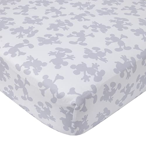 Image of Disney Mighty Mickey Mouse Grey and White Fitted Crib Sheet