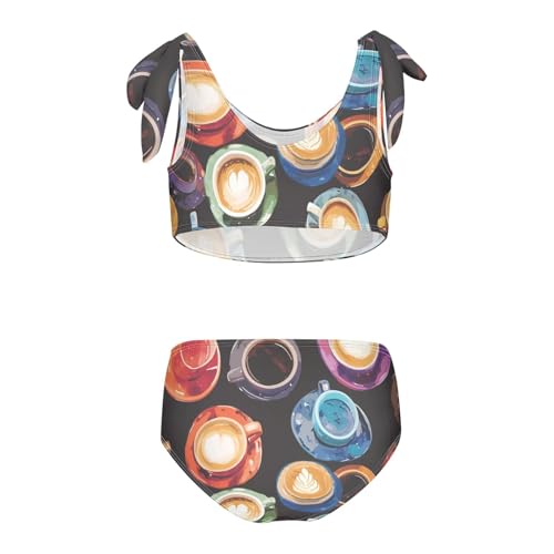 KLL Coffee Cups Girls 2 Piece Bikini Set Beach Swimsuit Swimming Suits Adjustable Shoulder Strap2