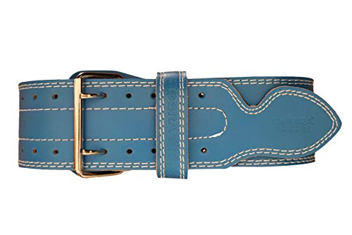 Weight Power Lifting Belt 4” Wide Cobra Grips Best Premium Genuine Leather Belt For Men & Women Adjustable Weightlifting Back Support (Cyanic Blue, Small 27"-35") #TOP1