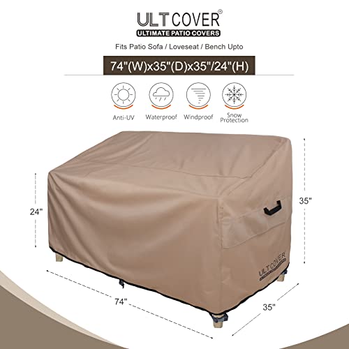Ultcover Patio Furniture Sofa Cover 74W X 35D X 35H Inch Waterproof Outdoor 3-Seater Couch Cover #TOP1