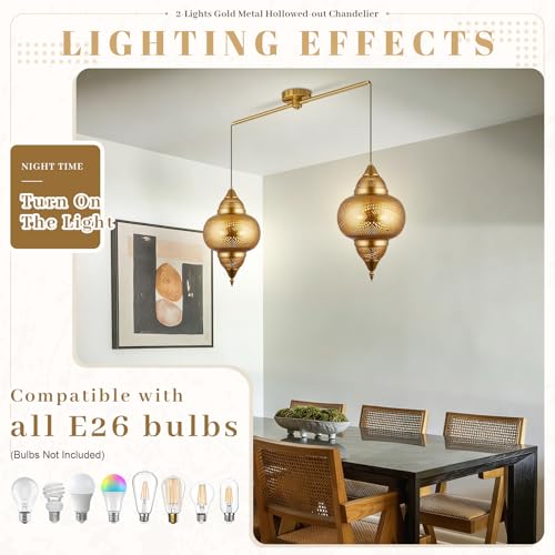 Image of Modern 2-Light Pendant Light Fixture Kitchen Island Hanging Light
