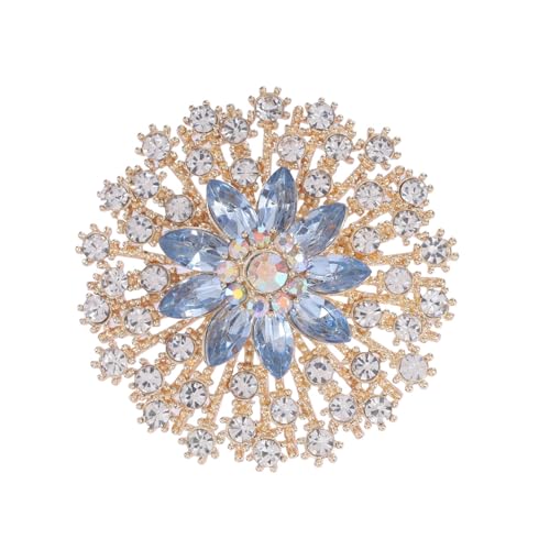 Rhinestone Crystal Flower Brooch Pin Sparkling Large Crystal Sunflower Brooch Vintage Floral Lapel Pins Rhinestone Flower Bouquet Broochs Rose Snowflake Broochs Wedding Bridal Dress Jewelry for Women