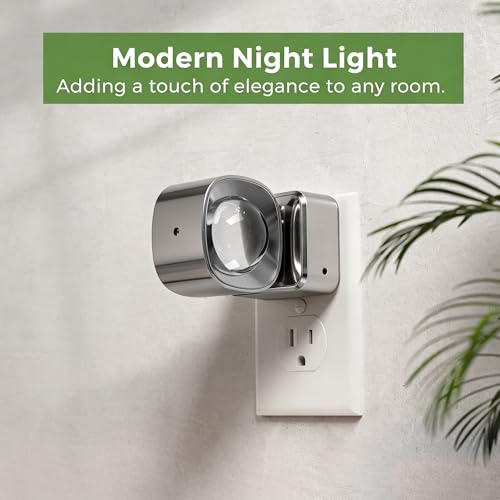 Image of L LOHAS LED Night Light Projector, Night Lights Plug into Wall, Dusk to Dawn Sensor, Silver Swivel Nightlight for Kids, Soft White Ambient Lighting for Bathroom, Gaming Room,2 Pack