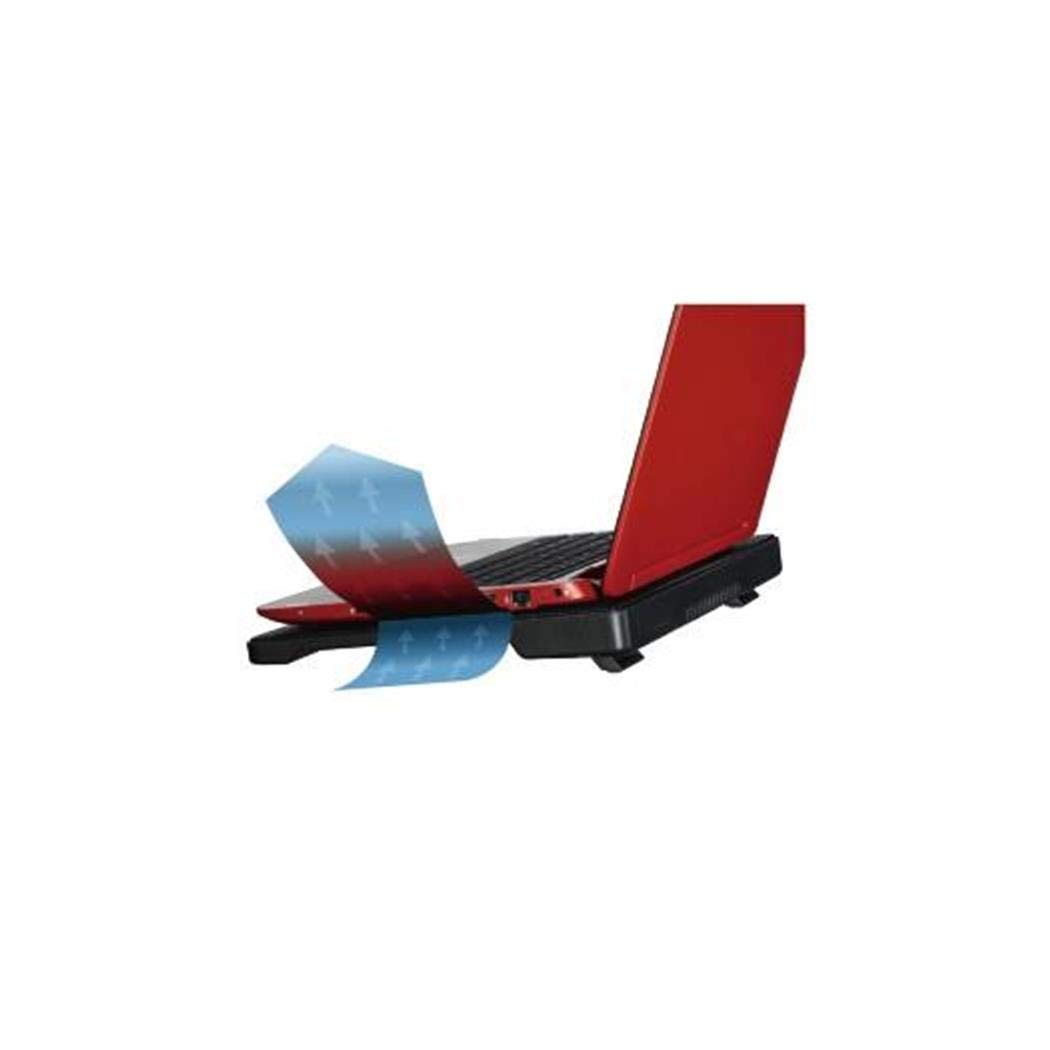 Supporto Raffreddato Per Portatile Hama 15,6 Pollici Con Ventola A LED Blu, Inclinabile, Piedini Antiscivolo, Porta USB-A, Nero