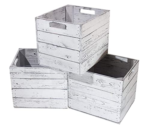 Vinterior 4er Paket Holzkisten für Kallax Regale 33x38x33cm Kallax Expedit Einsatz Aufbewahrungsbox Aufbewahrungskiste Apfelkiste Weinkiste Obstkiste Holzkiste (grau)
