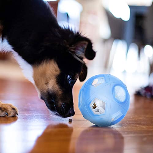 LumoLeaf Hunde-Leckerli-Ball, 13 cm Interaktives Intelligenzspielzeug für kleine & mittelgroße Hunde, Einstellbarer Schwierigkeitsgrad, Futterspender & Anti-Schling-Funktion, Blau