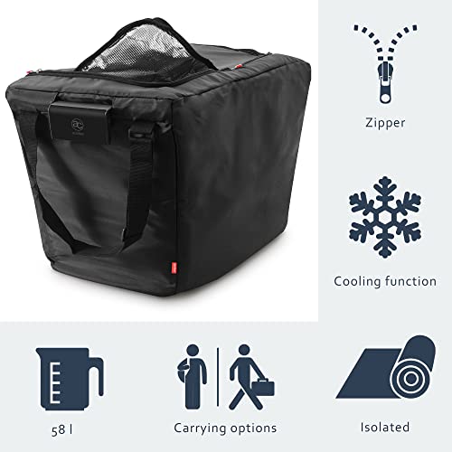 achilles, Isolierte Kühltasche zum Einhängen, Einkaufswagentasche faltbar, Thermotasche, Kühlbox, große Thermobox, Einkaufstasche für alle gängigen Einkaufswagen, 54x35x39cm (Schwarz)