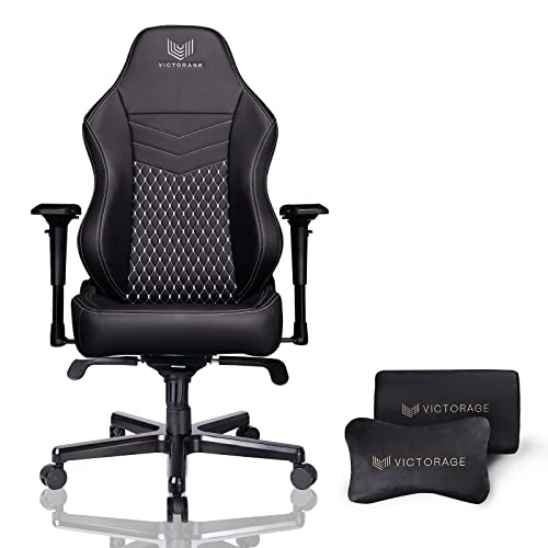 VICTORAGE Gaming Chairs Racing Office Computer Game Chair with Headrest and Lumbar Pillow Echo VE Series PU Leather (Black Diamond)