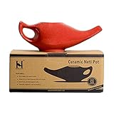HealthGoodsIn - Porcelain Ceramic Neti Pot for Nasal Cleansing Crackle Pattern Red | Natural Treatment for Sinus and Congestion | Ceramic Neti Pot with 10 Sachets of Neti Salt