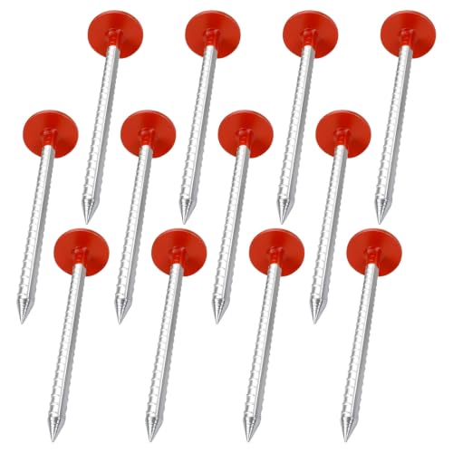 12 Packs Heavy Duty 11.8 Inch Survey Stakes for Property Lines, Hi-Vis Red