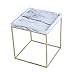 Tilly Lin Modern Accent Faux Marble Top End Table, Gold Legs Side Table, for Living Room, Bed Room, Black Metal Frame, Carrara