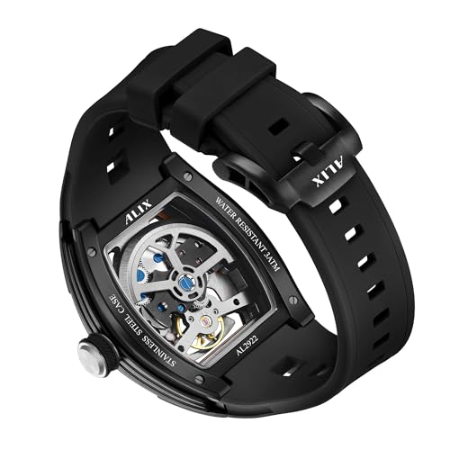 Image of ALIX Automatic Mechanical Watch Silicone Band Water-Resistant Stylish Gift for Men