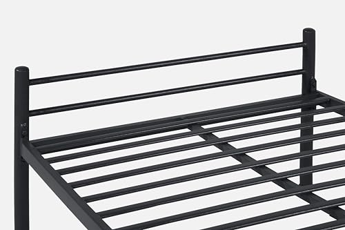 Image of Nivo Metal Extra Single Size Bed Without Storage | Wrought Iron Cot with Headboard & Footboard| Sturdy Powder Coated Platform Bed Extra Single Size Cot for Bedroom (Nivo Black)