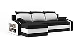 Ecksofa Hewlet mit Regal und Schlaffunktion! Best ECKSOFA! Eckcouch mit Bettkasten! Best! Polstermöbel fur Wohnzimmer mit stauraum, bequem (Haiti 17+ Haiti 0- Regal Links)