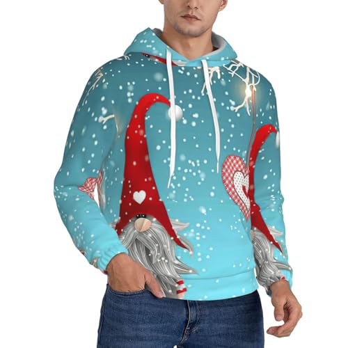 Sweat à capuche imprimé nain de Noël pour tenue décontractée et salle de sport