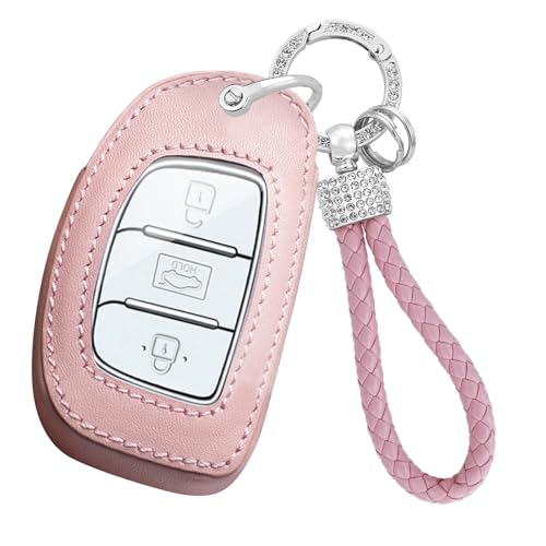 ontto Smart Remote Key Housing Fit for Hyundai Sonata Elantra IX35 I10 I20 I40 Tucson Ioniq Creta,Antiscratched Key Fob Case with Full Protection,Type-A-Pink