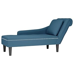 vidaXL Tumbona con Almohada y reposabrazo Derecho Terciopelo Azul, sillón, diván, Silla de salón, sofá Silla, Tumbona, sofá de salón, diván de salón