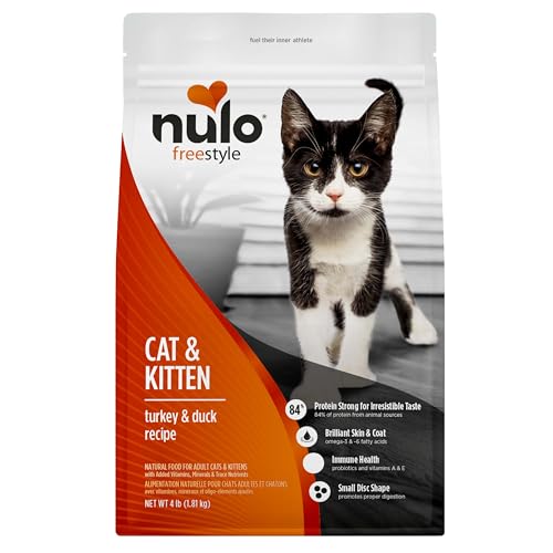 Nulo Freestyle High Protein Cat & Kitten Food, Turkey & Duck Recipe - Natural Grain-Free Dry Cat Food with Omega Fatty Acids & Probiotics, 4 lb Bag