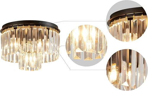 Lámpara de techo de cristal Shrine de estilo moderno negro de 30cm 3