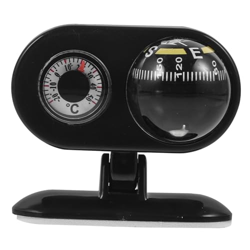 BESPORTBLE Dash Mount Car Compass Ball Shape Vehicle Dashboard Compass Thermometer Self-Adhesive Navigation Direction Tool for Auto