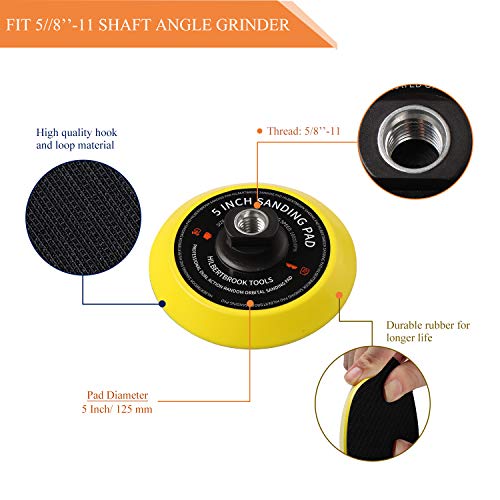 Angle Grinder Sanding Disc 5'' Hook and Loop Backing Pad with 5/8''-11 Treads Tungsten Grinder Wheel Angle Grinder Accessories for Wood Carving Shaping Sanding Polishing