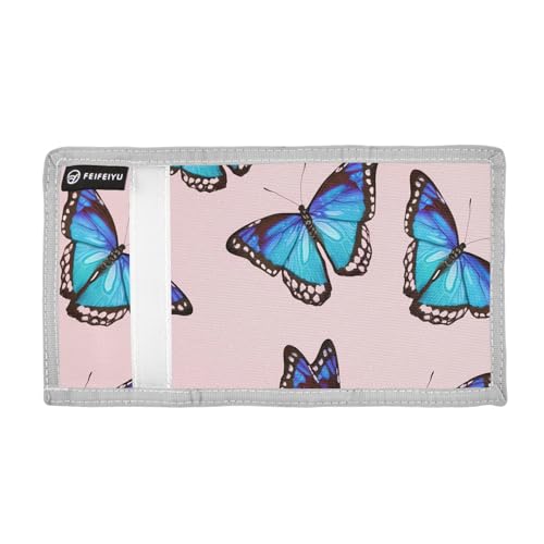Bluebutterflies Elegant Pink Kids Wallet for Boys Girls Trifold Sport Outdoor Wallets for Teen Children Youth Wallet with Zippered Coin Pockets Card Holders Front Pocket Wallets with Magic Sticker2