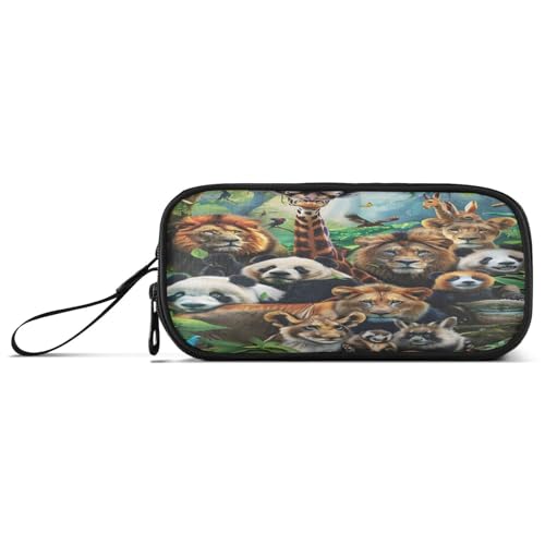Image of Animals Pencil Case Box Boys Girls Large Pencil Pouch Zipper Compartments Big Capacity Stationery Pen Bag Organizer for Kids Teens Adults School Office