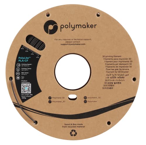 Filament PLA-CF 1.75mm Polymaker PolyLite noir 1kg pour impression 3D robuste