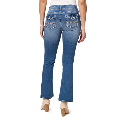 Image of WallFlower Bling Back Pocket Bootcut Jeans for Women, Luscious Curvy Fit, Embellished Mid-Rise Insta Stretch Denim