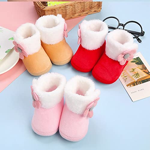 Baby Boots With Bow Ties Soft Soled Baby Shoes Plus Velvet Thick Non Slip Cotton Shoes Toddler Shoes Girl Size 64