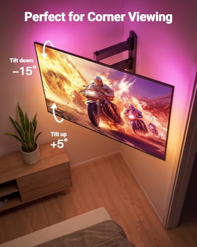 Image of Pipishell Full Motion TV Wall Mount with LED Lights for 32-65 Inch TVs
