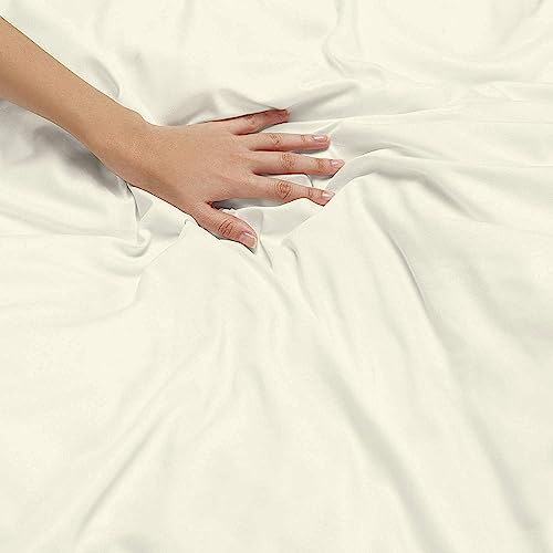 Image of Duvet Cover Set Single Size Bed (60x92 Inch) 1 Duvet Cover + 2 Pillow Covers with Zipper 400 TC Microfiber Luxurious Quilt, Comforter, Rajai, Dohar Blanket Cover (Ivory)