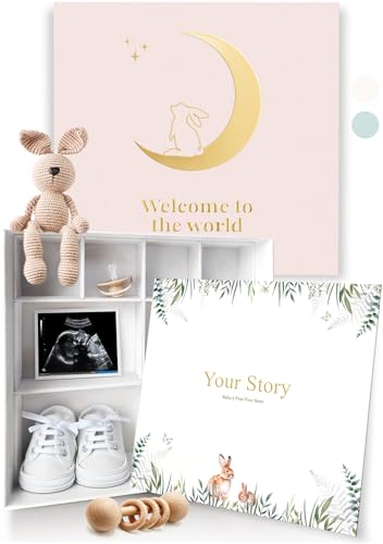 Image of Baby Keepsake Box Girl with Baby Book Girl - Baby Shower Gifts for Girls, Unique Baby Girl Gifts - Baby Memory Book Girl - New Born Baby Girls Gift - Baby Gifts for Girls - New Baby Girl Gifts, Rose