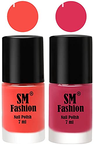 Image of Long Lasting Nail Polish | Nail Paint Combo 7 ml Each) - Set of 2 Coral-Dusty Pink