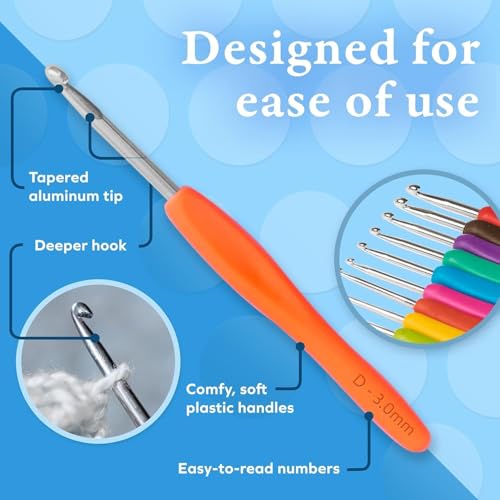 Image of VERAT 8 Pcs Crochet Set /Crochet Needles /Crochet Hook /Hook Set /Ergonomic Knitting Knit Needles /Crochet Yarn /Ultimate Sewing /Craft /Sweater /Yarn /Thread /Needles Kit Knitting(Multicolour)