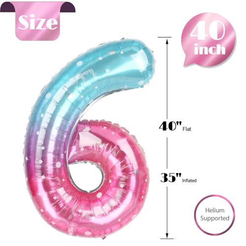 Image of Starry Sky Number 6 Balloon 40 Inch, 6th Birthday Party Decorations, Giant 6 Foil Balloon for Party Supplies