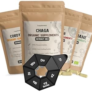 Cupplement – Paddenstoelen Capsule Mix – 5 Delige Set – Reishi, Chaga, Lions Mane & Cordyceps – Gratis Pillendoosje – Biologisch – Geen Poeder – Militaris – Elfenbankje – Superfood – Supplement