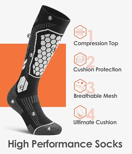 Merino Wool Ski Socks For Men & Women, Skiing, Snowboard, Hunting, Over The Calf Winter Warm Socks, 2/3 Pack4